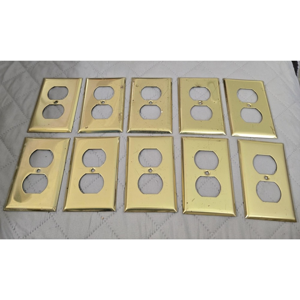 Vintage Solid Brass Duplex Outlet Covers Lot Of 28 Wall Plates LMCH 2003 Gold